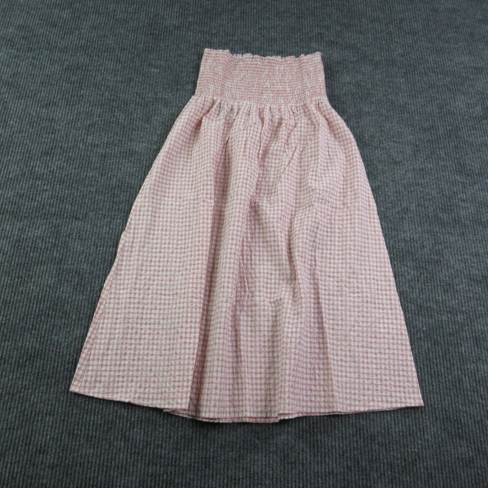 Skatie Skirt Womens S Pink Gingham Midi Peasant Elastic Waist Chambray NWT